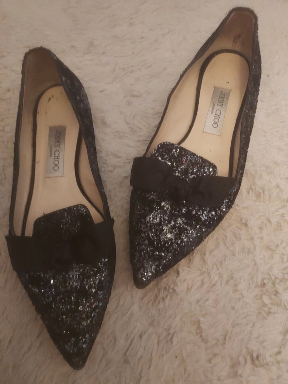 JIMMY CHOO SHOES GLITTER GALA BLING FLATS 39.5